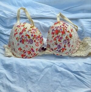 Victoria's Secret Dream Angel's Women's Cream Floral Push-up Bra